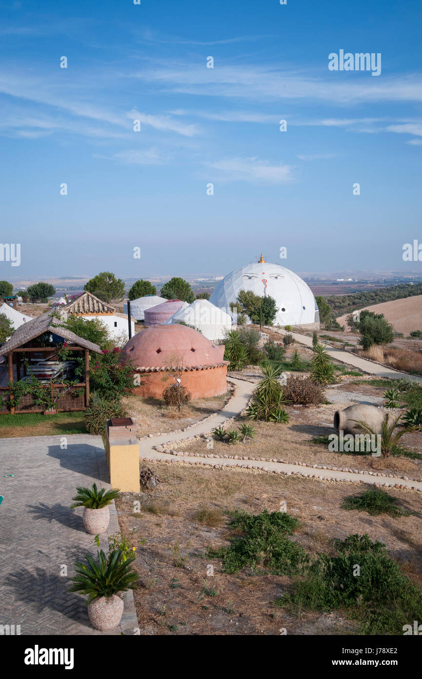 SPAIN, ANDALUCIA: Suryalila is an international yoga retreat center. Suryalila is nestled serenely in a large open valley in the foothills of the Sier Stock Photo