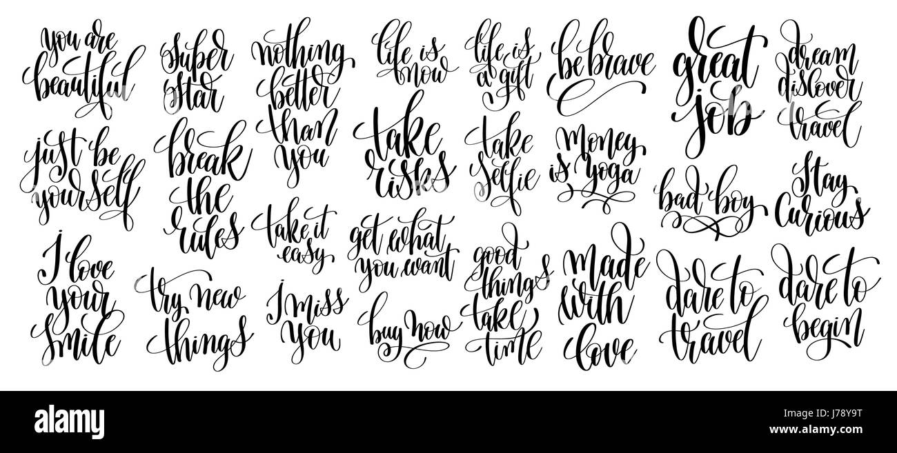 Hand Lettering Signs Quotes set of 25 hand lettering motivational quotes Stock Vector Image & Art ...