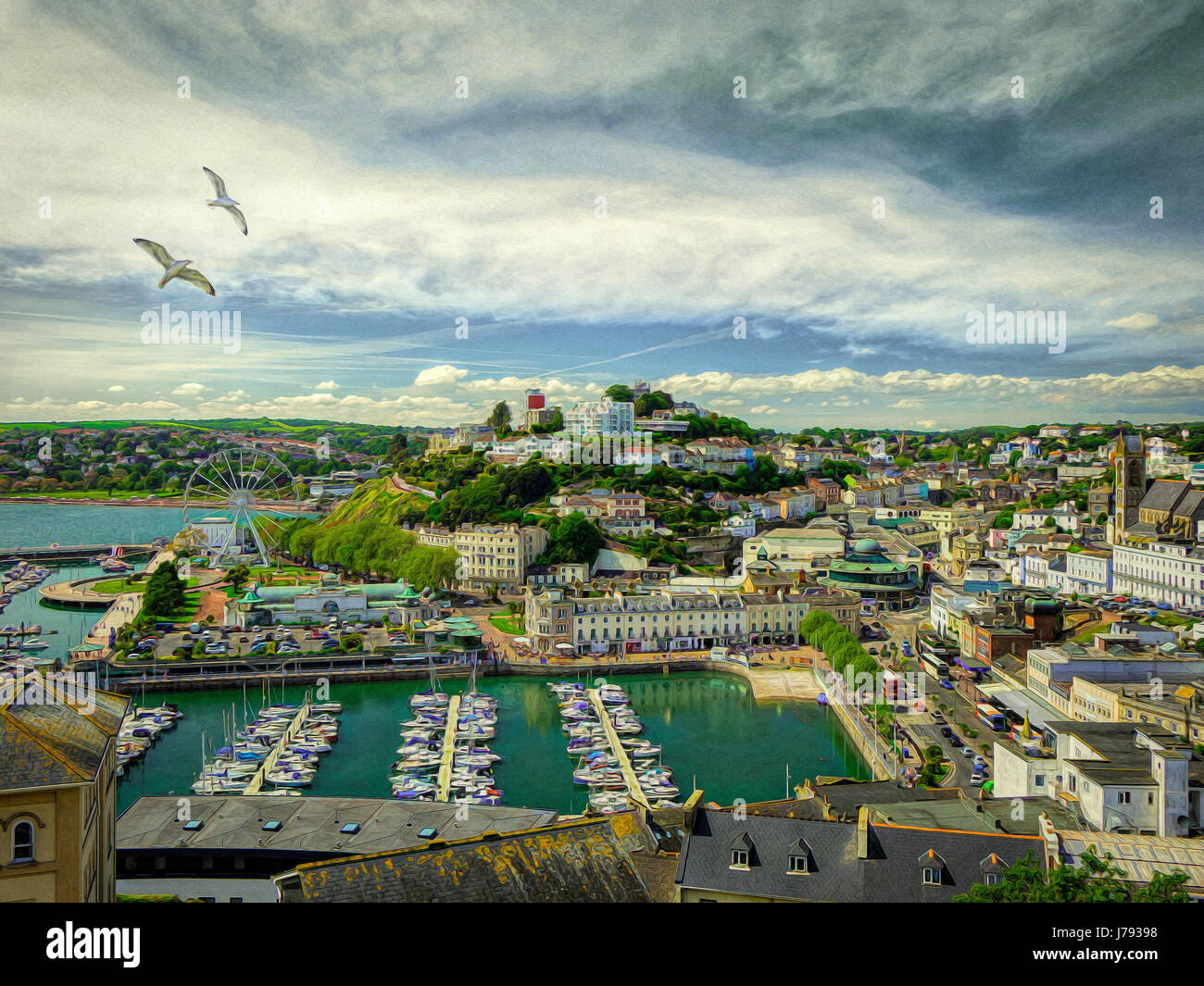 DIGITAL ART Torquay Harbour, Devon, Great Britain Stock Photo Alamy