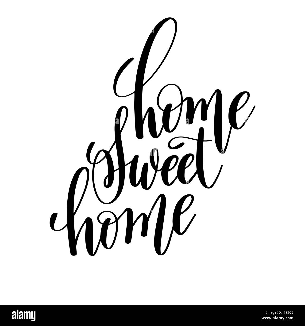home sweet home brush ink hand lettering inscription Stock Vector