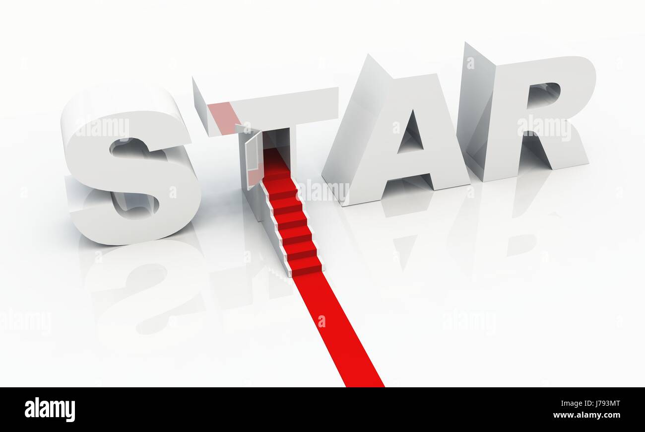 3d star text with red carpet 02 Stock Photo