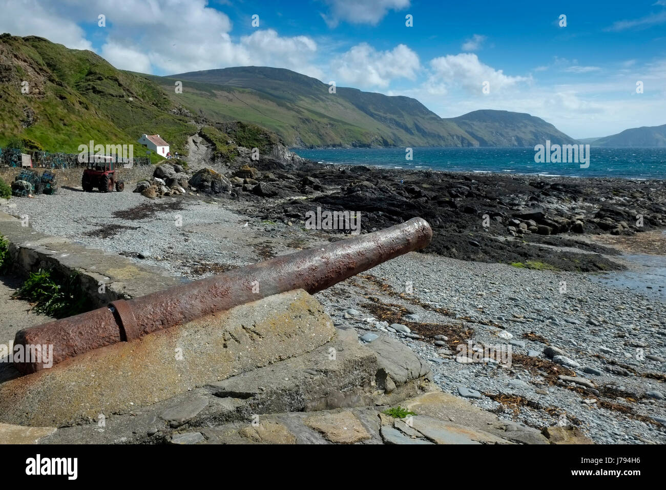 Niarbyl Isle Of Man Showing The Beach Bay Row Of Cottages And