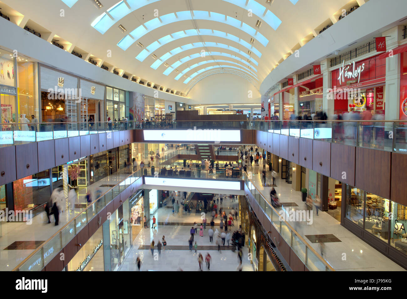 Dubai Mall, the largest shopping mall in the world with 1200 shops, part of the Burj Khalifa complex, Dubai, UAE Stock Photo