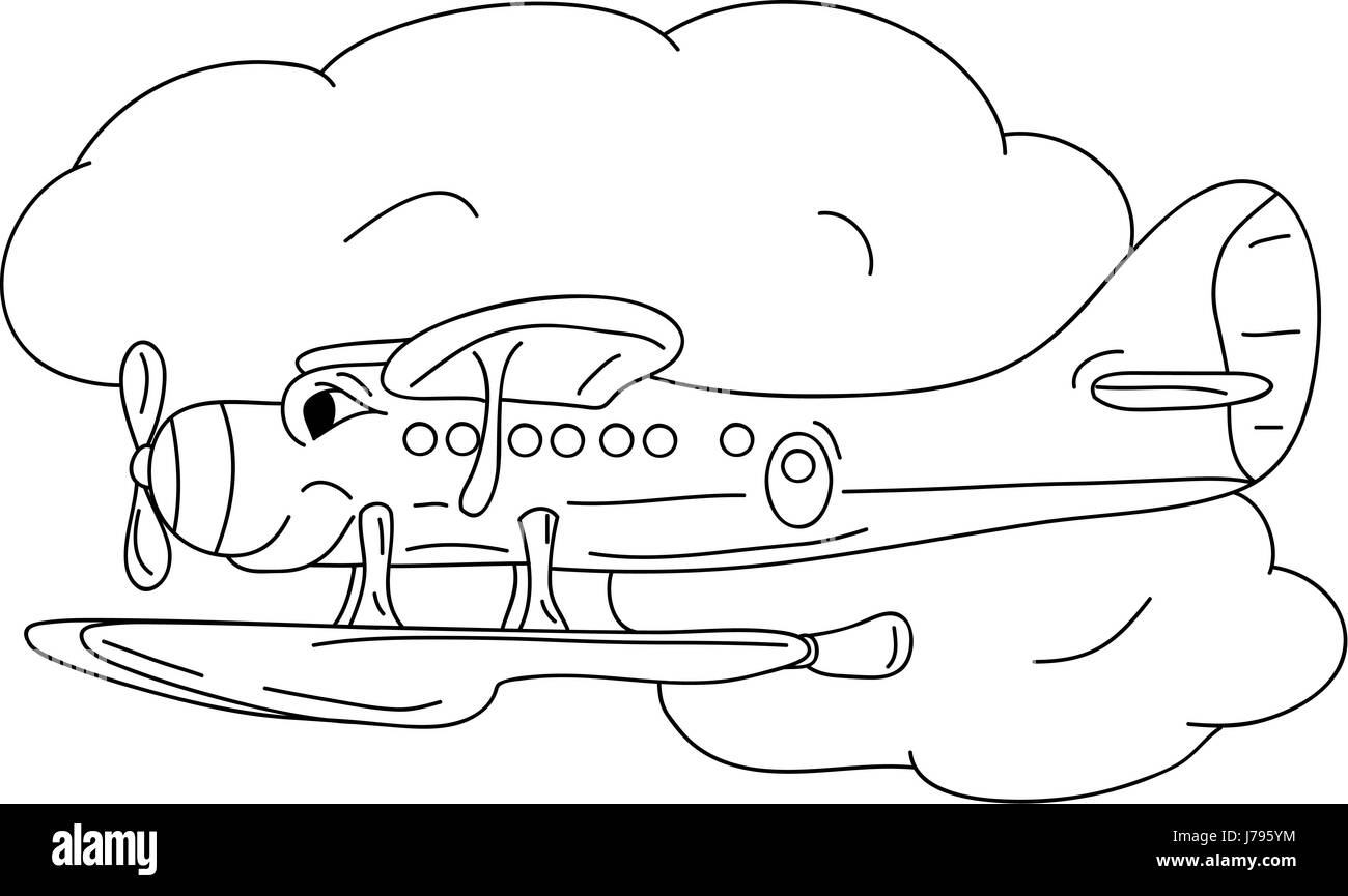 isolated colour illustration paint draw cartoon aircraft aeroplane plane  Stock Photo - Alamy