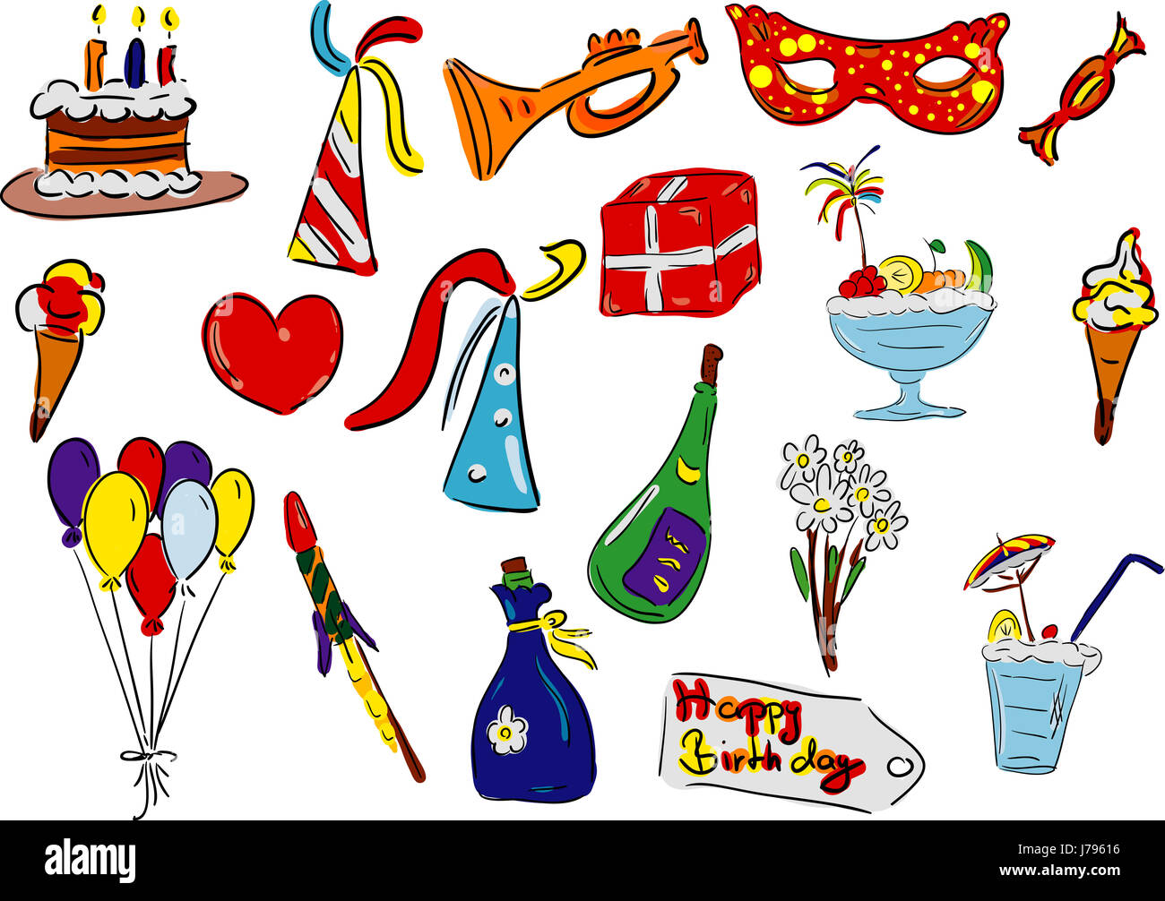 isolated colour illustration party celebration paint draw cartoon glass  chalice Stock Photo - Alamy