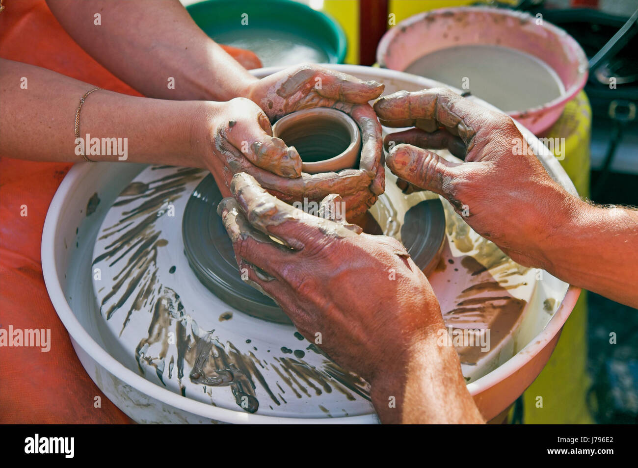 hand hands potter clay hobbies working learning familiy family woman women hand Stock Photo Alamy