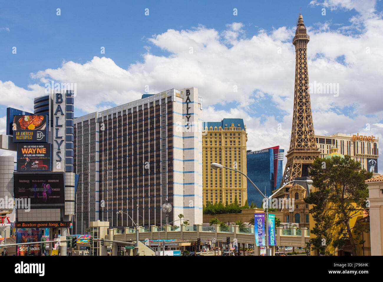 LAS VEGAS, NEVADA - MAY 17, 2017: City of Las Vegas on a sunny day with hotels and resorts casinos in view. Stock Photo