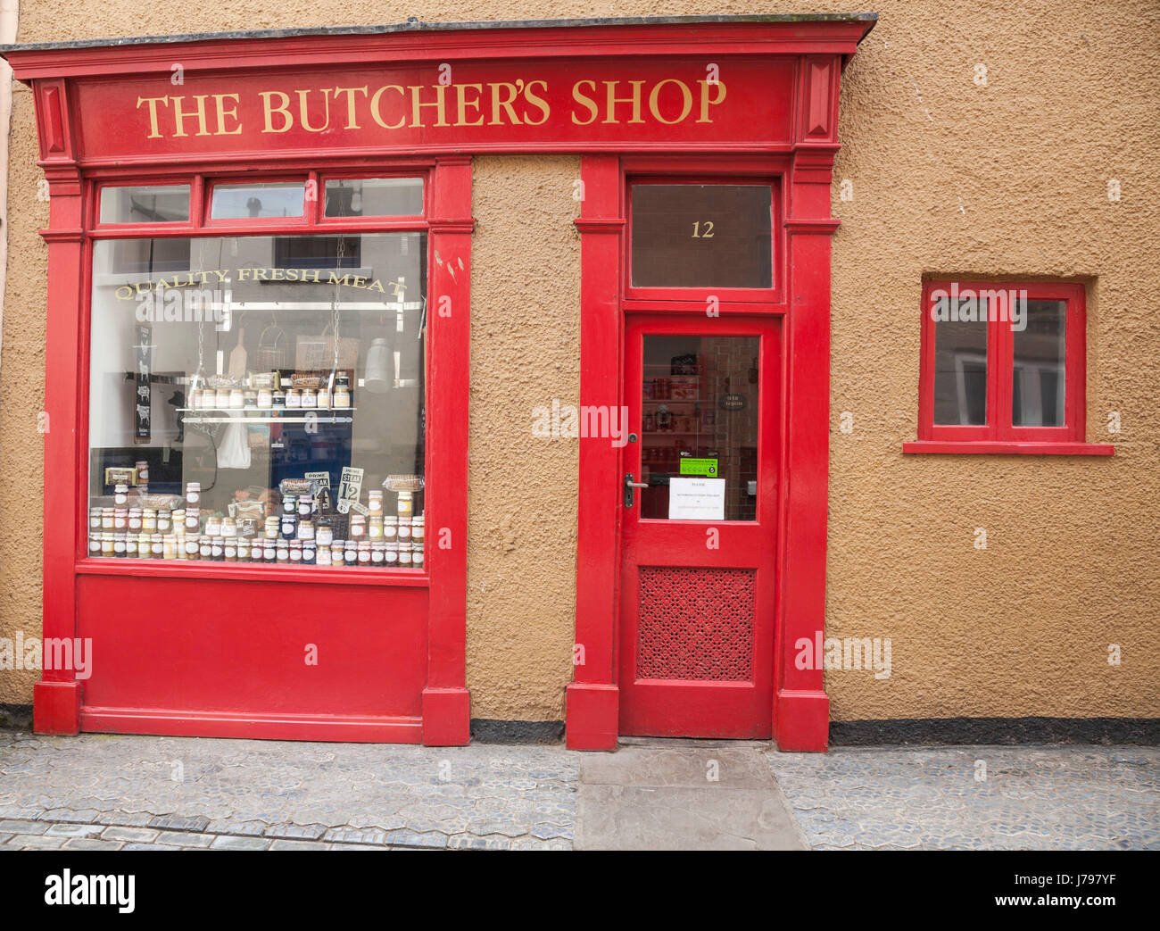 Butchers shop meat butcher village hires stock photography and images