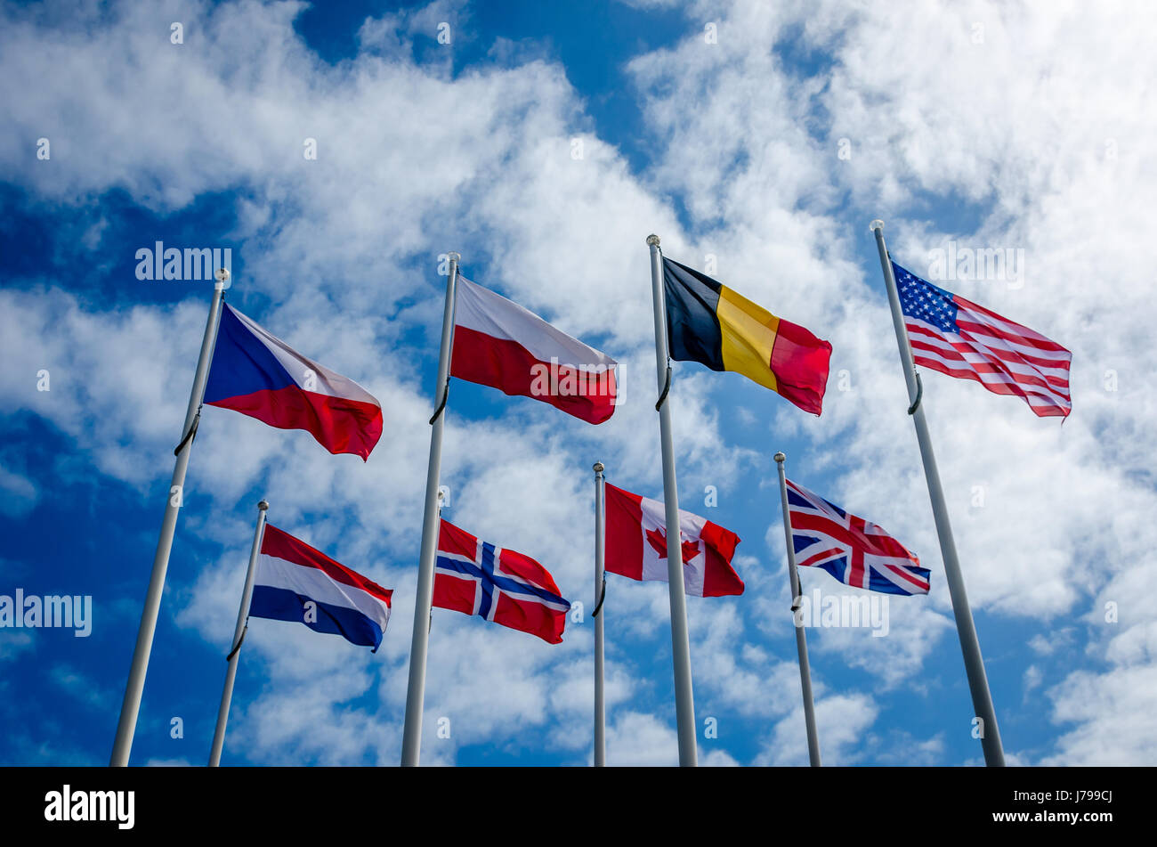 Flags and a blue sky Stock Photo - Alamy