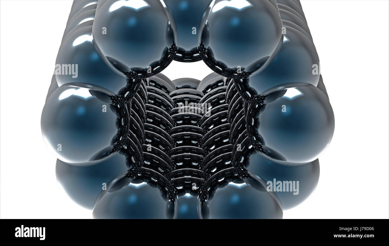 nanotube carbon render model isolated hexagon nanotech molecule nanotube carbon Stock Photo