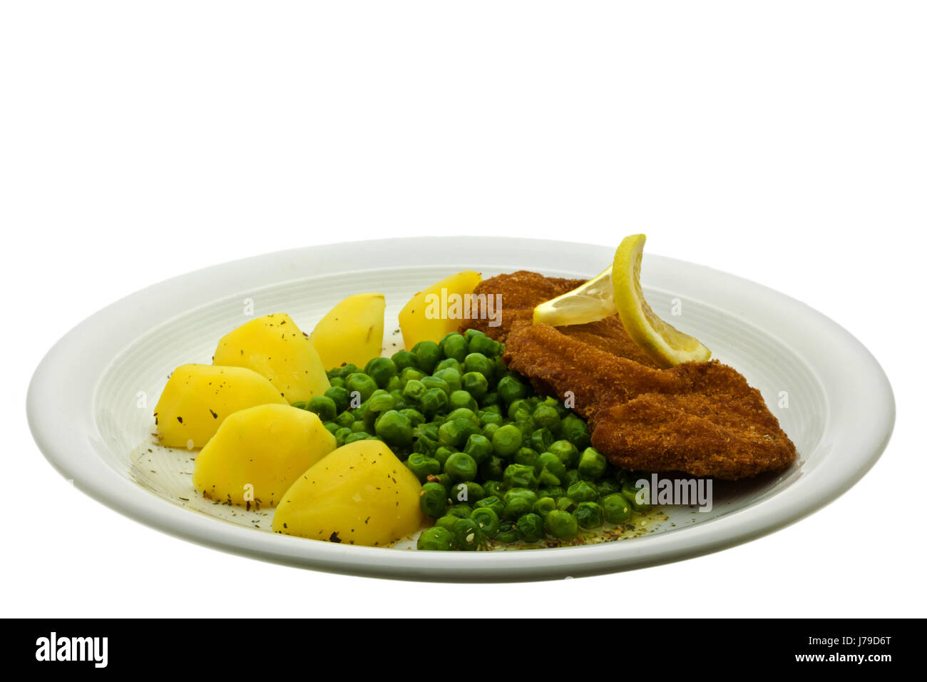 cutlets with peas and potatoes Stock Photo Alamy