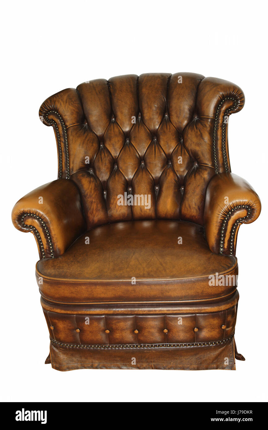 armchair isolated furniture antique leather old backdrop background