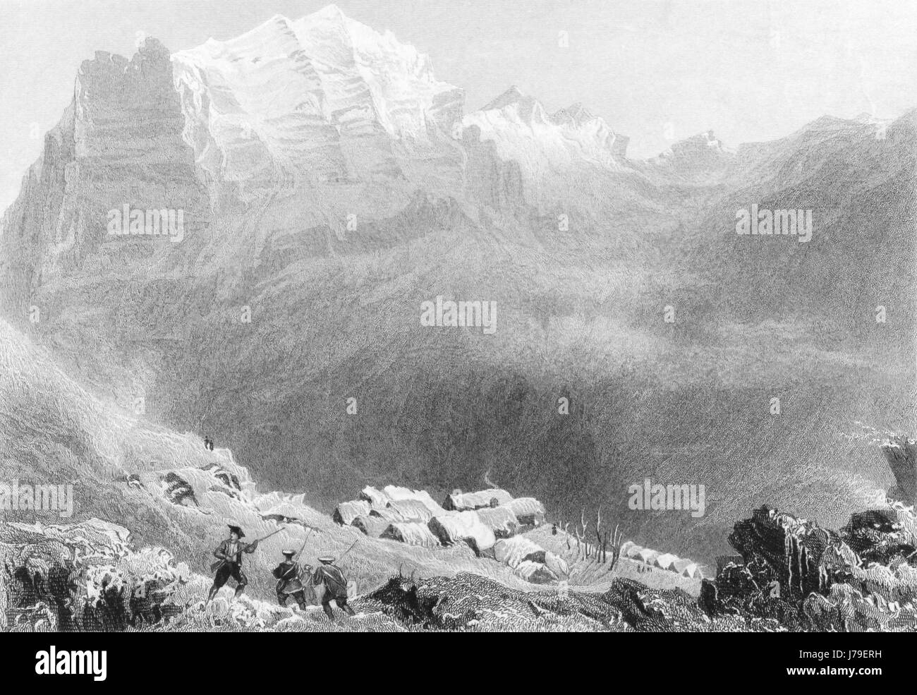 Swiss alps mountain town Black and White Stock Photos & Images - Alamy