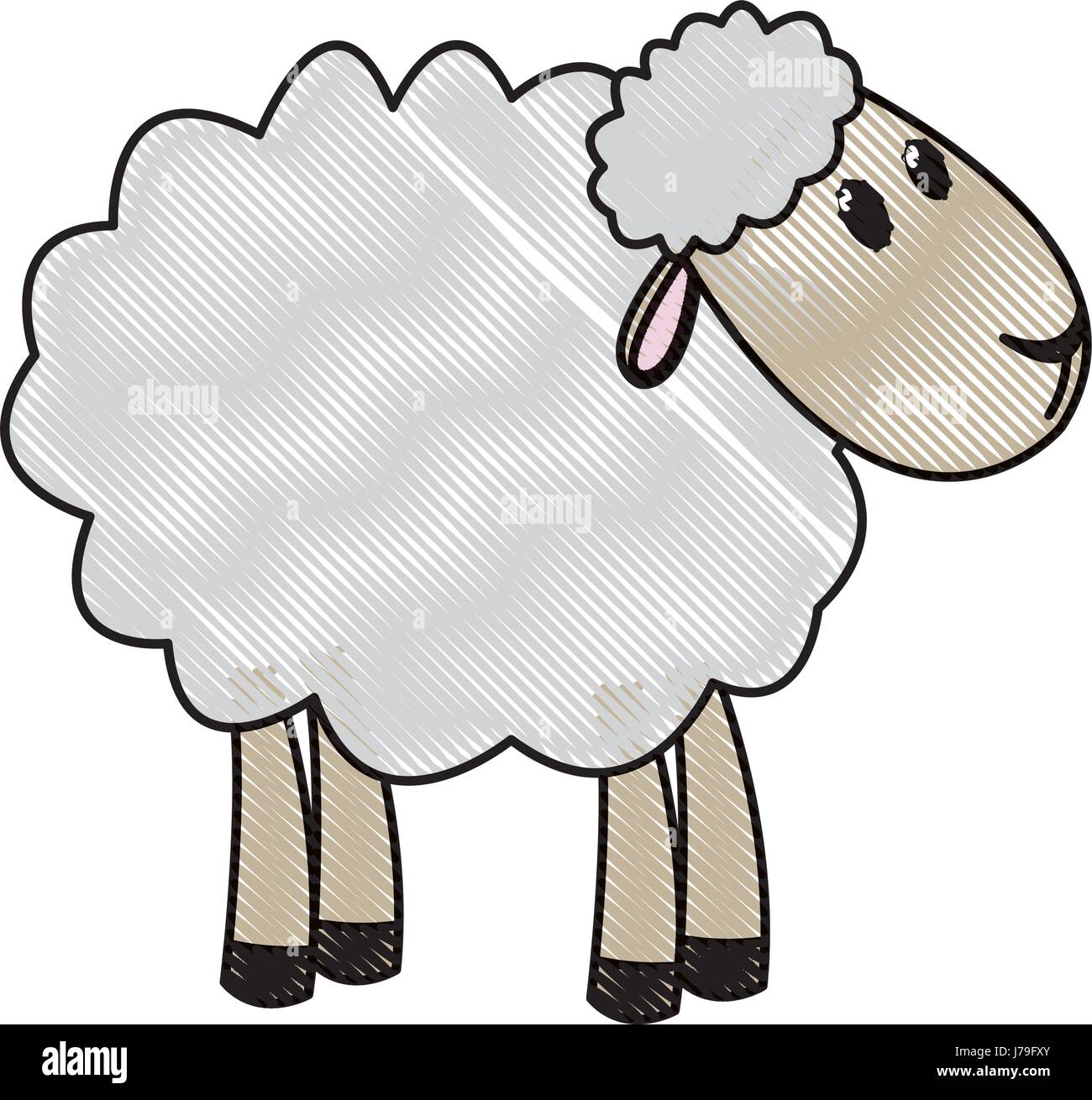 curly lamb christmas  manger religion Stock Vector