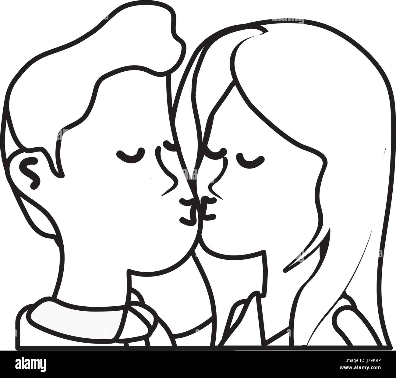 Romantic Kissing Couple Drawing Stock Vector Image & Art - Alamy