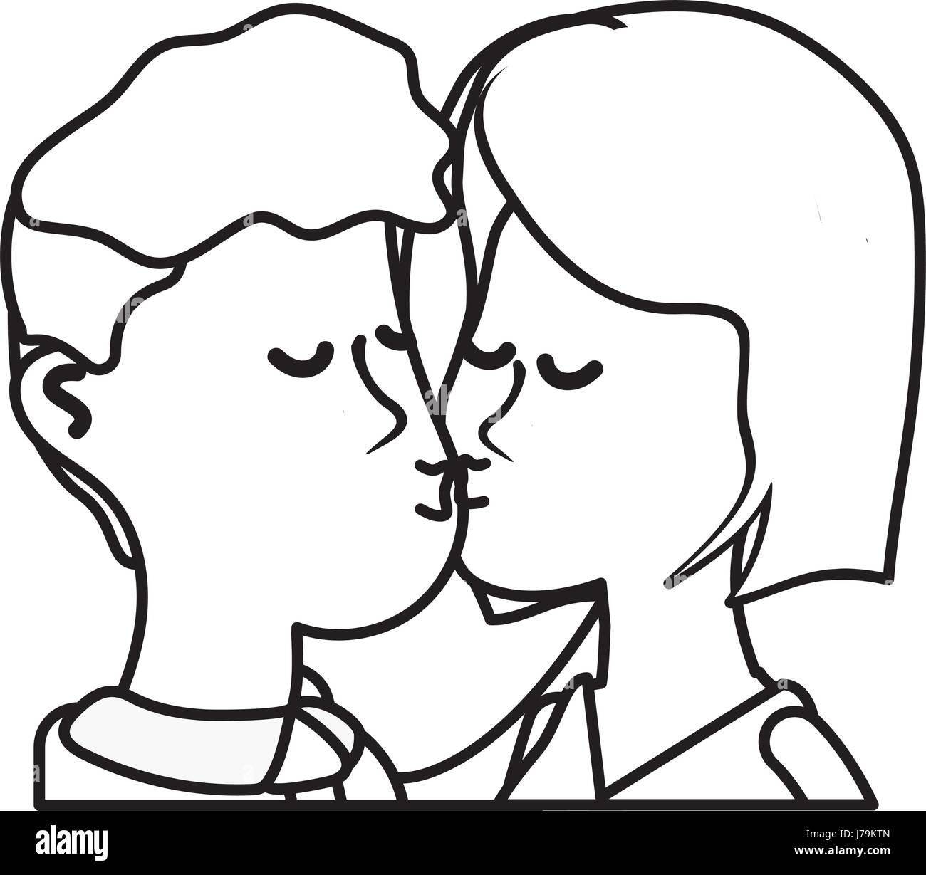 Romantic Kissing Couple Drawing Stock Vector Image & Art - Alamy