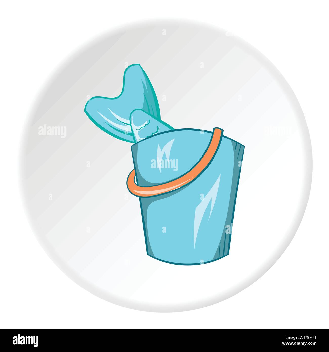 Bucket of fish icon in cartoon style isolated on white circle ...