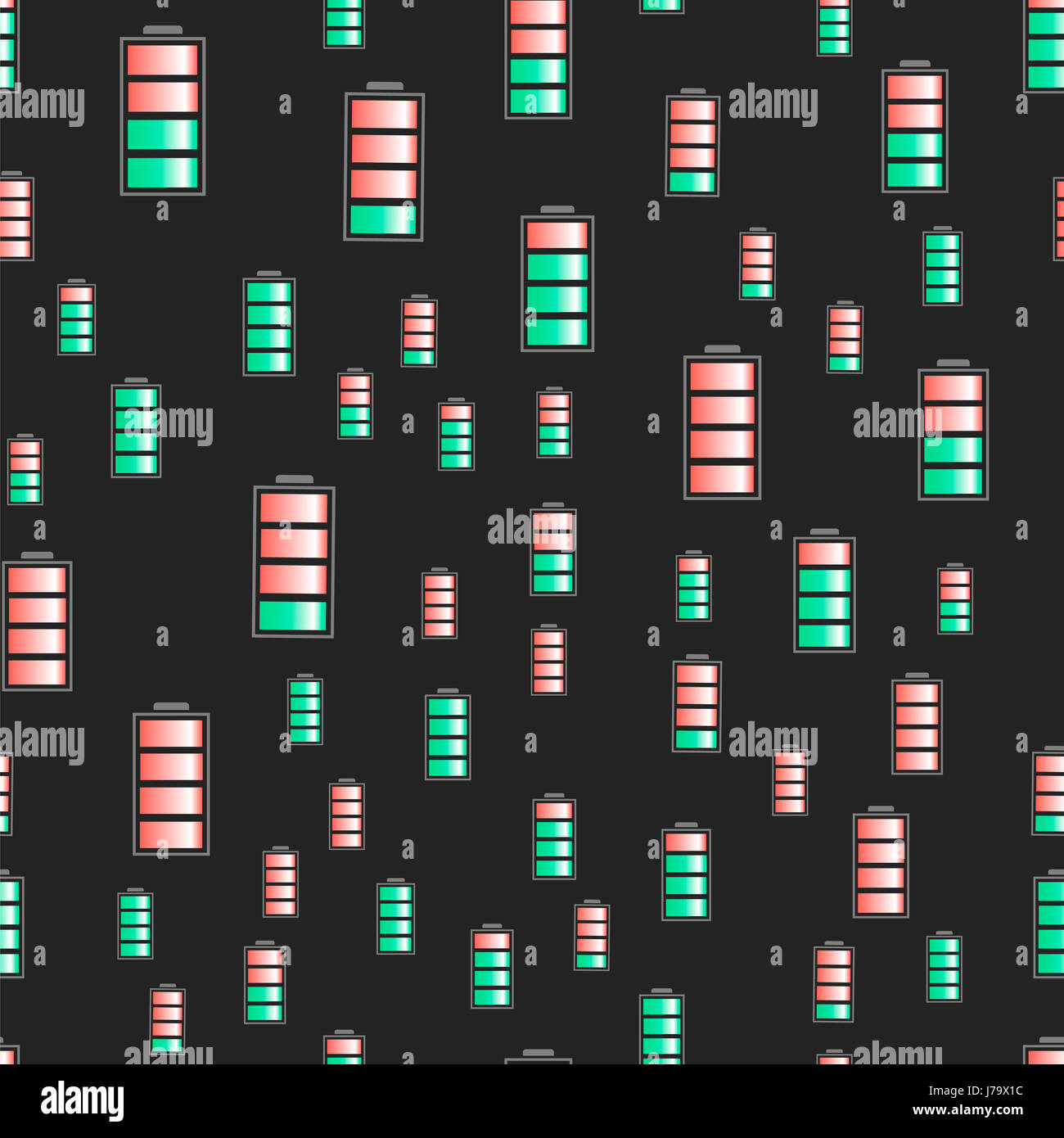 Different Charge of Battery Seamless Pattern Stock Photo - Alamy