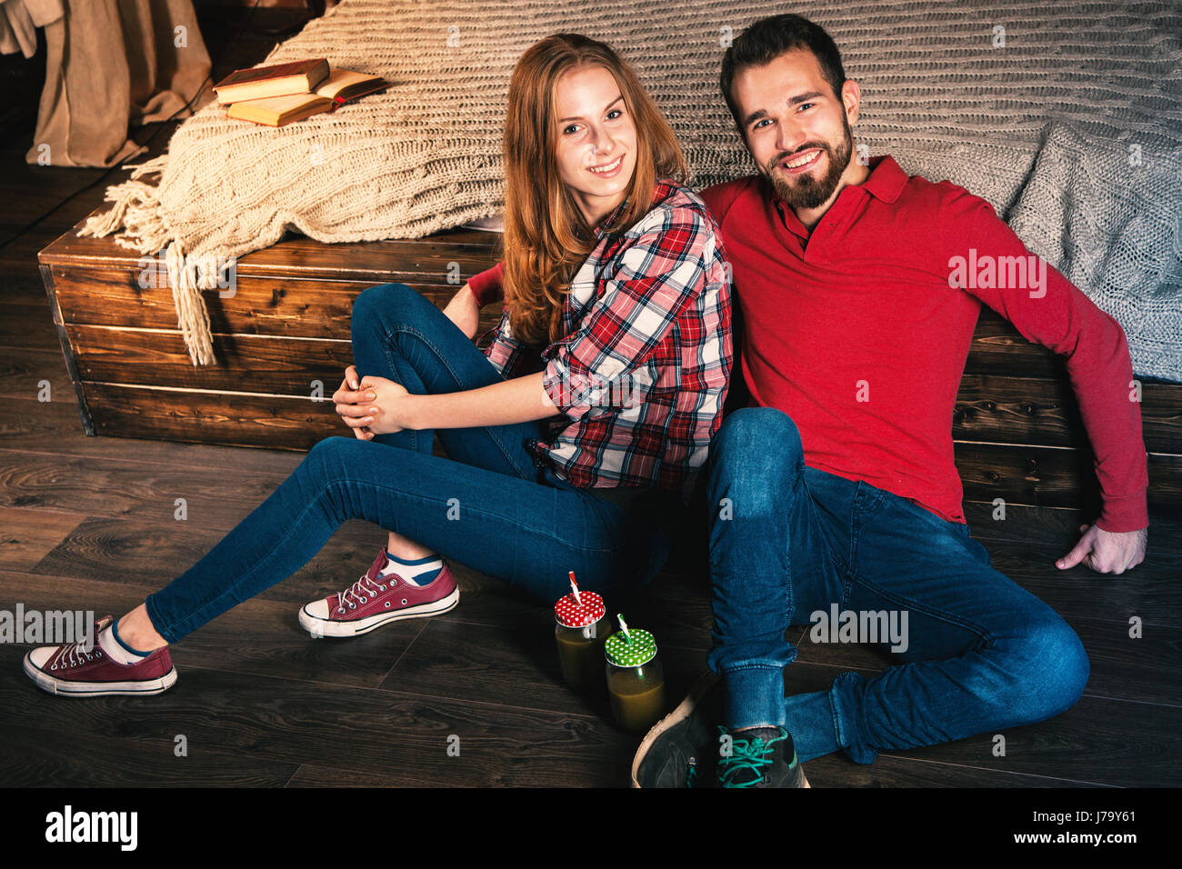 Young couple at home Stock Photo