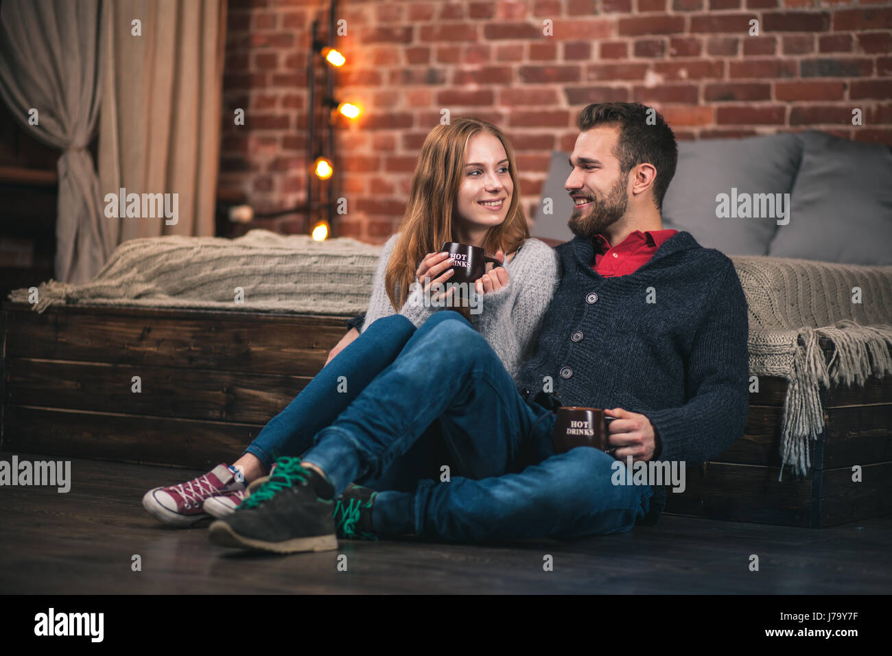 Young couple at home Stock Photo