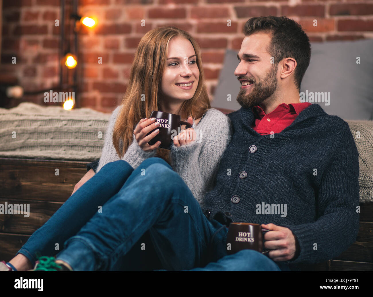 Young couple at home Stock Photo