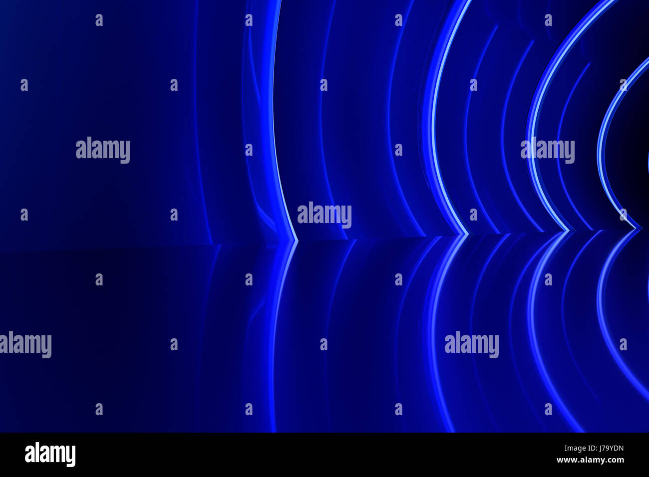 Abstract glossy interior with blue light lines. 3d rendering Stock ...