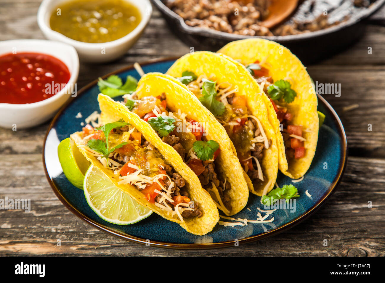 Mexican tacos with beef Stock Photo