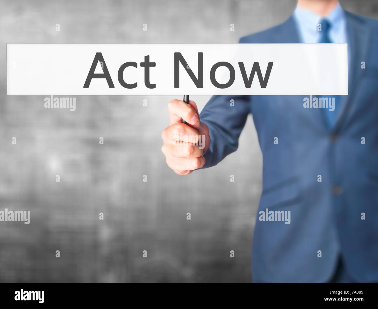 Act Now - Business man showing sign. Business, technology, internet ...