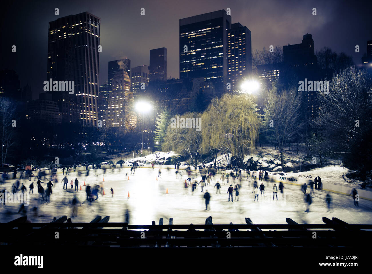 night nighttime date time time indication square skating rink tower travel Stock Photo