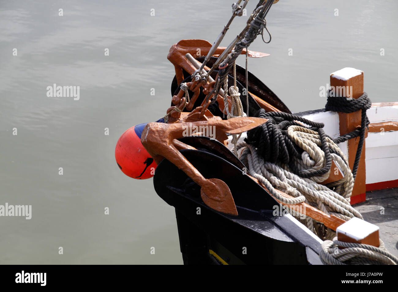 anchor on a fishing boat Stock Photo - Alamy