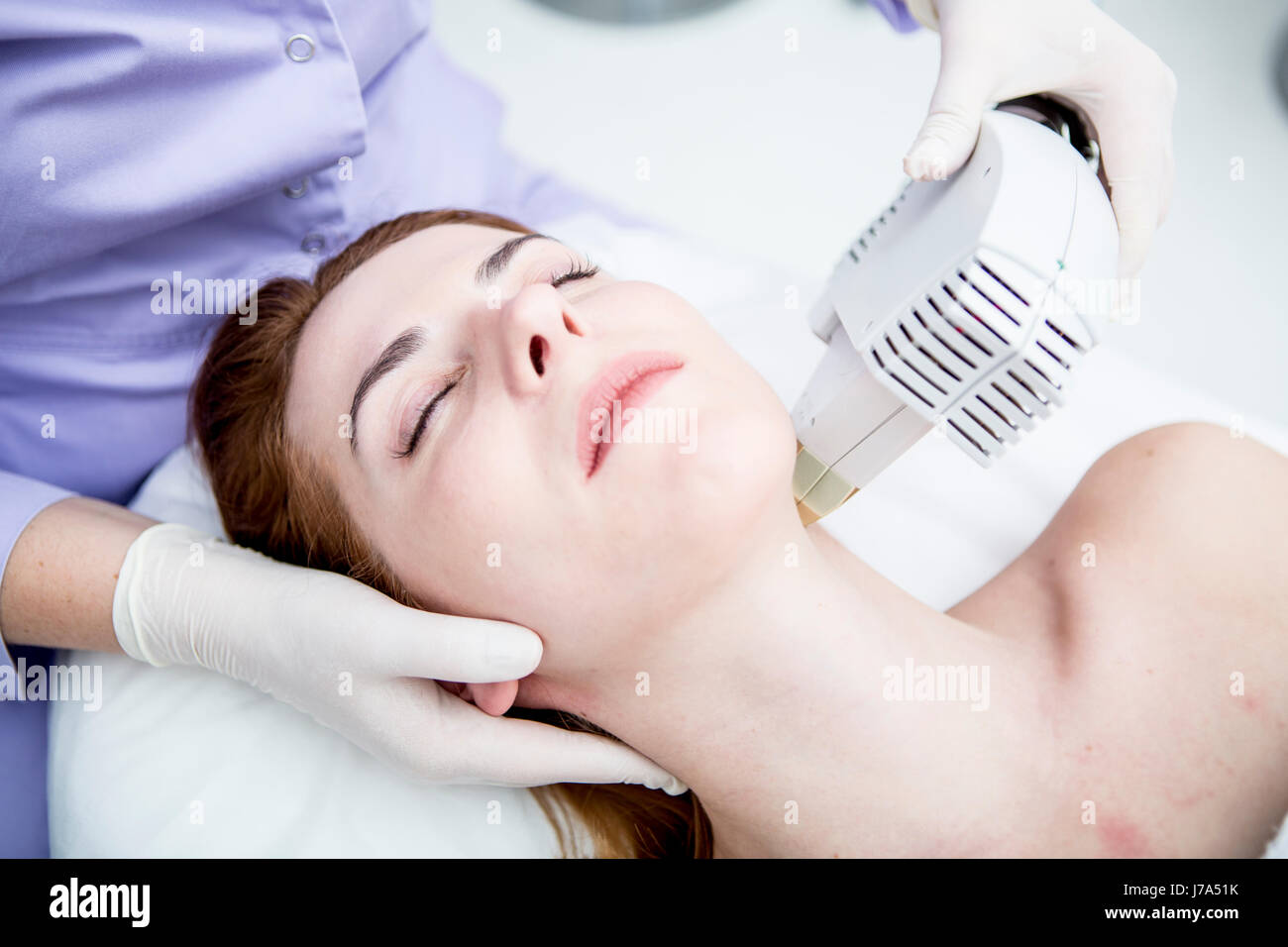 Aesthetic surgery, infrared light treatment, photolifting Stock Photo
