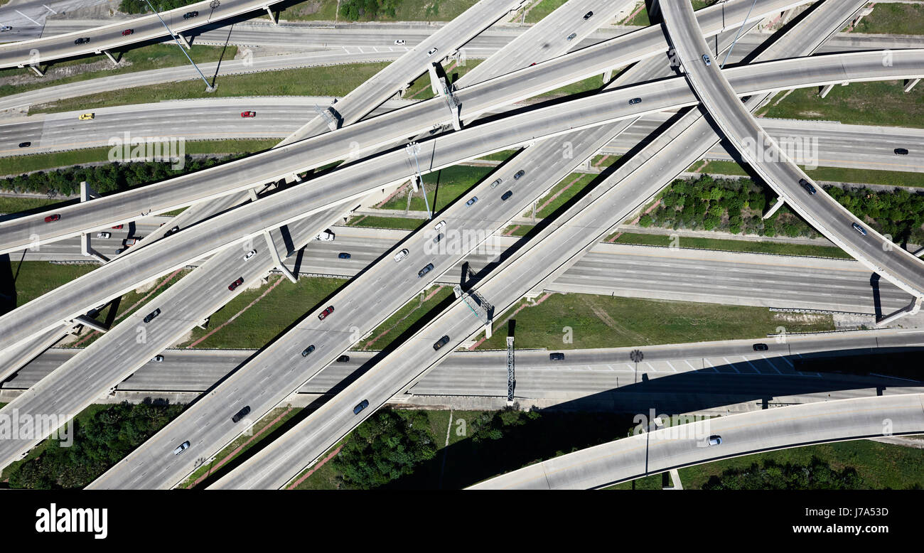 USA, Texas, San Antonio, aerial view of highway interchange Stock Photo