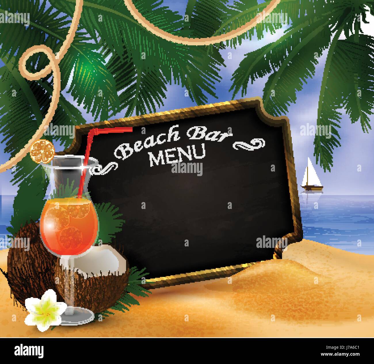 summer wooden sign on tropical beach background Stock Vector Image ...