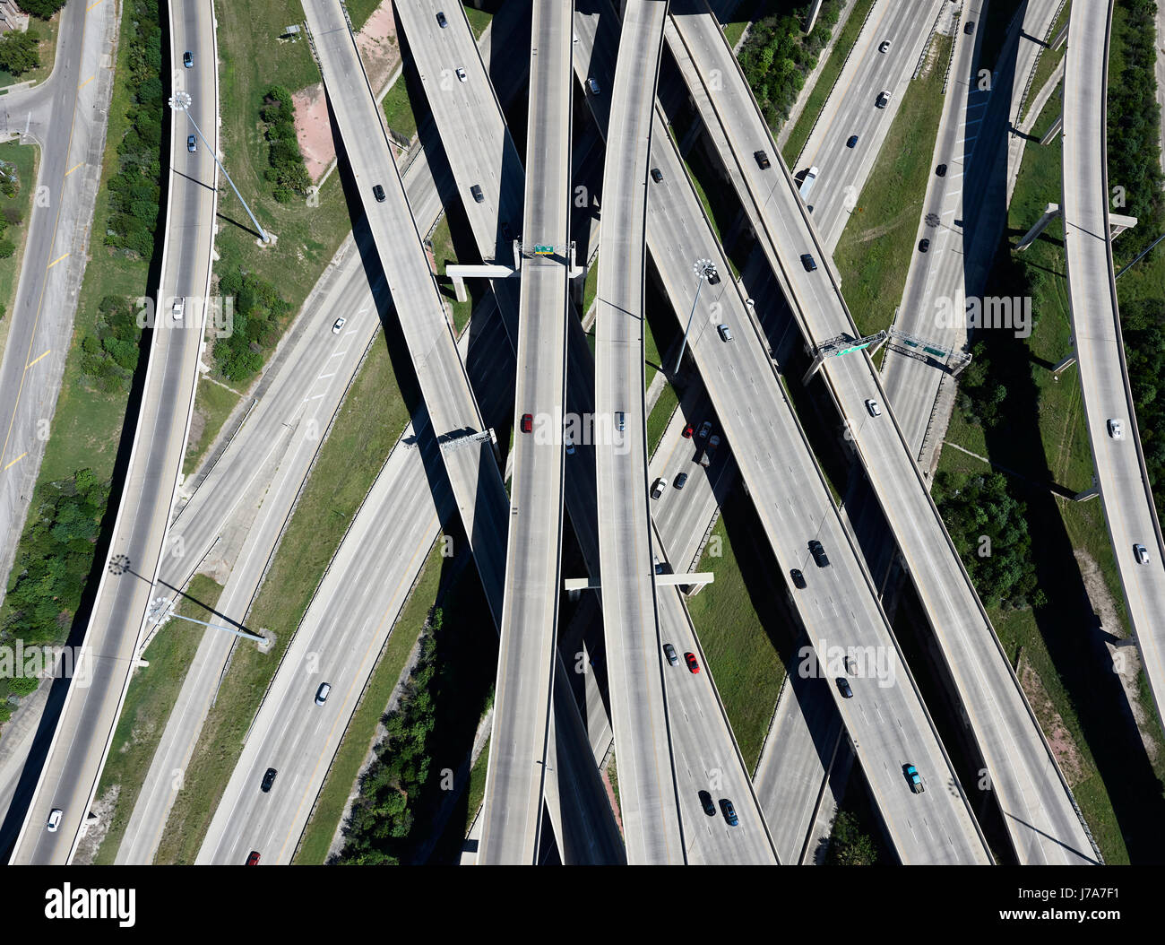 USA, Texas, San Antonio, aerial view of highway interchange Stock Photo