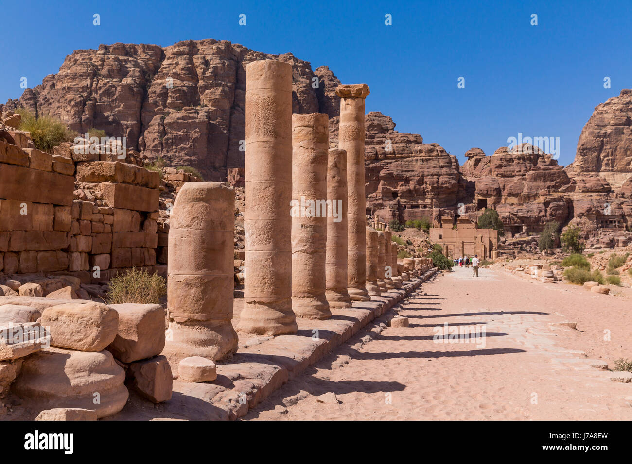 Säulenstraße, Petra, Nabatäer Hauptstadt, UNESCO Welkulturerbe, Wadi Musa, Jordanien, Asien Stock Photo