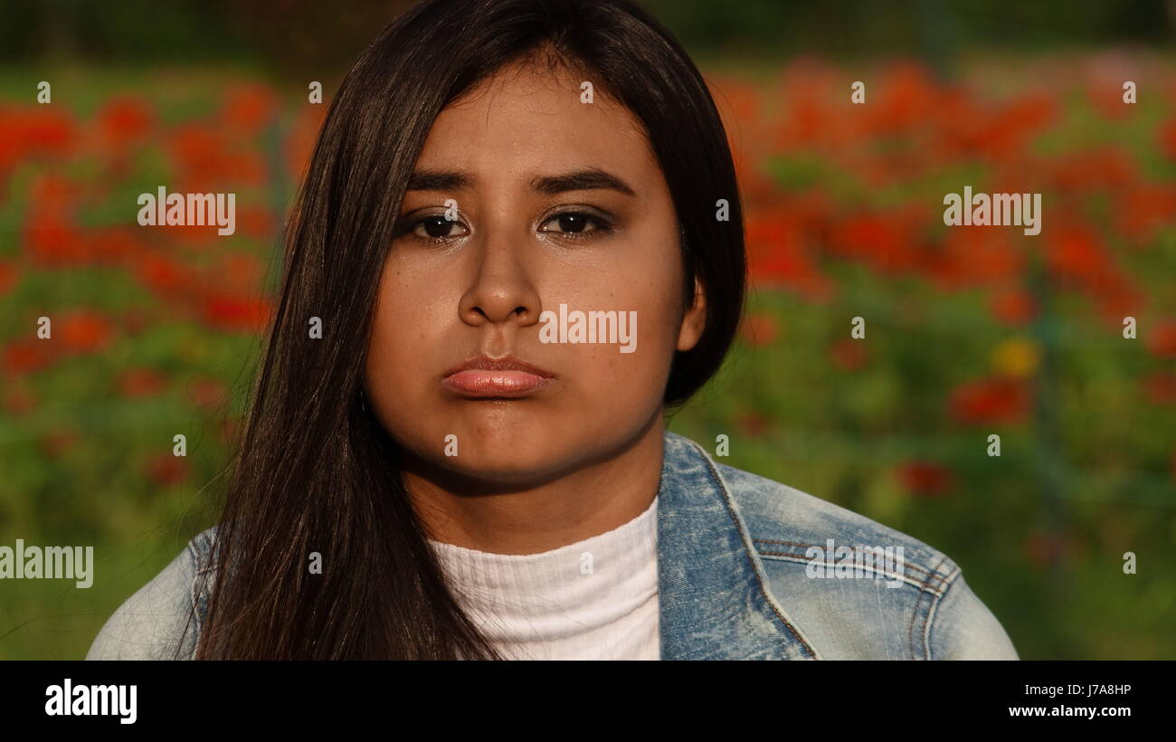 Sad Face Of Hispanic Teenager Stock Photo