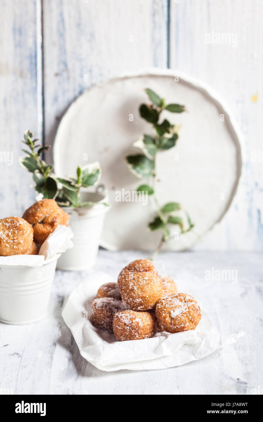 Donut holes, covered in vanilla sugar Stock Photo