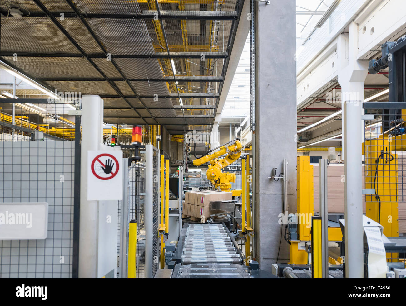 Factory shop floor, conveyor belt and 