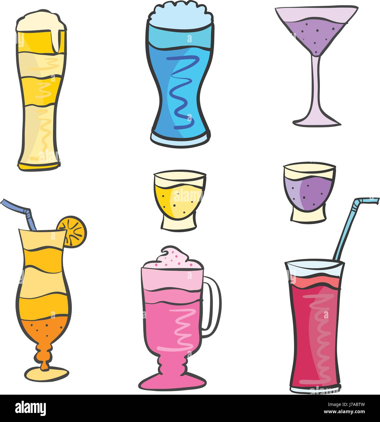 Vector art drink set various doodles Stock Vector Image & Art - Alamy