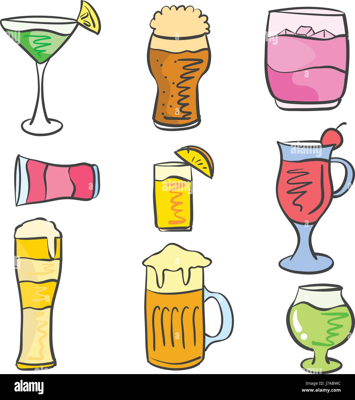 Doodle various drink set collection Stock Vector Image & Art - Alamy