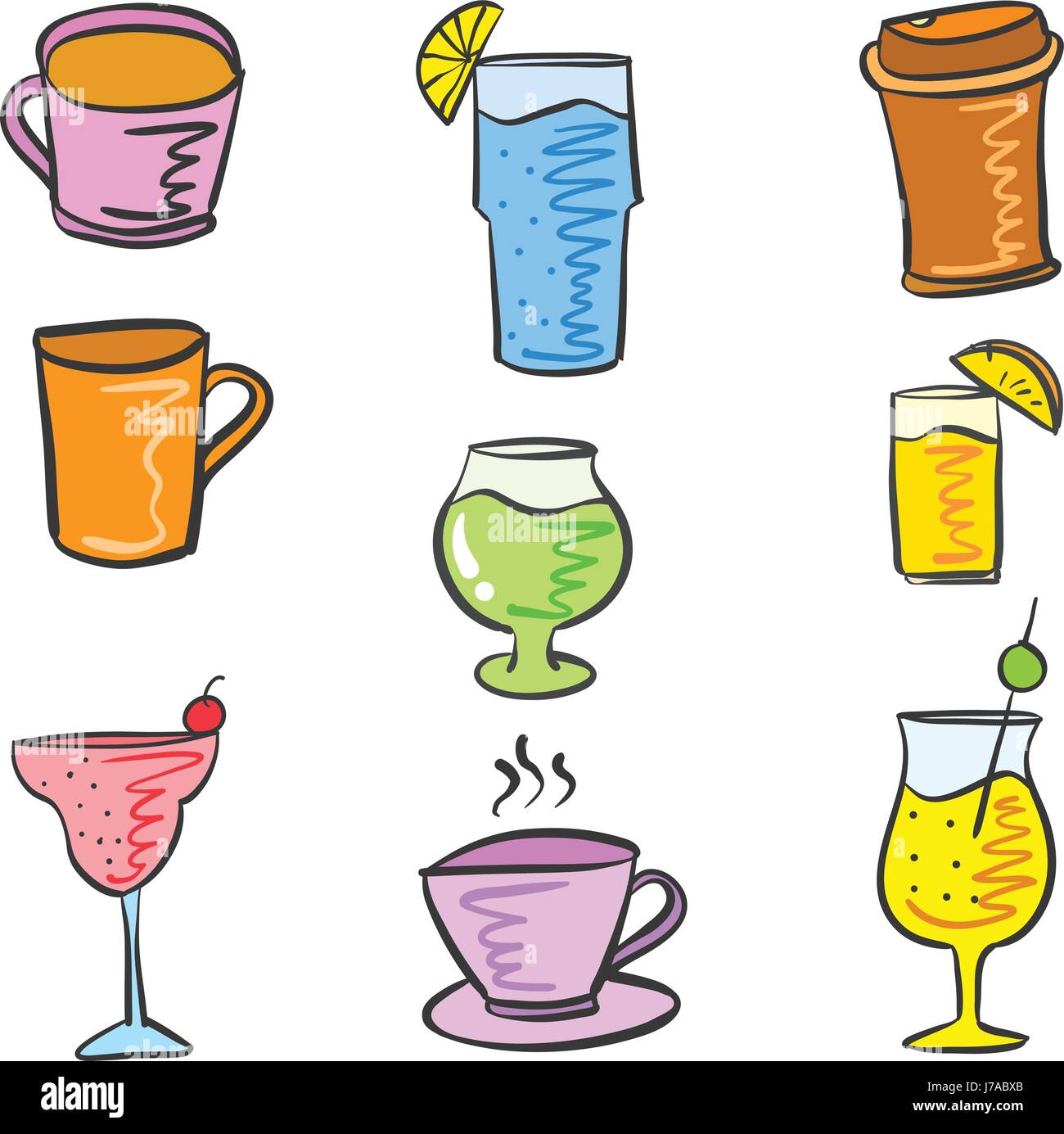 Various style drink set doodles Stock Vector Image & Art - Alamy
