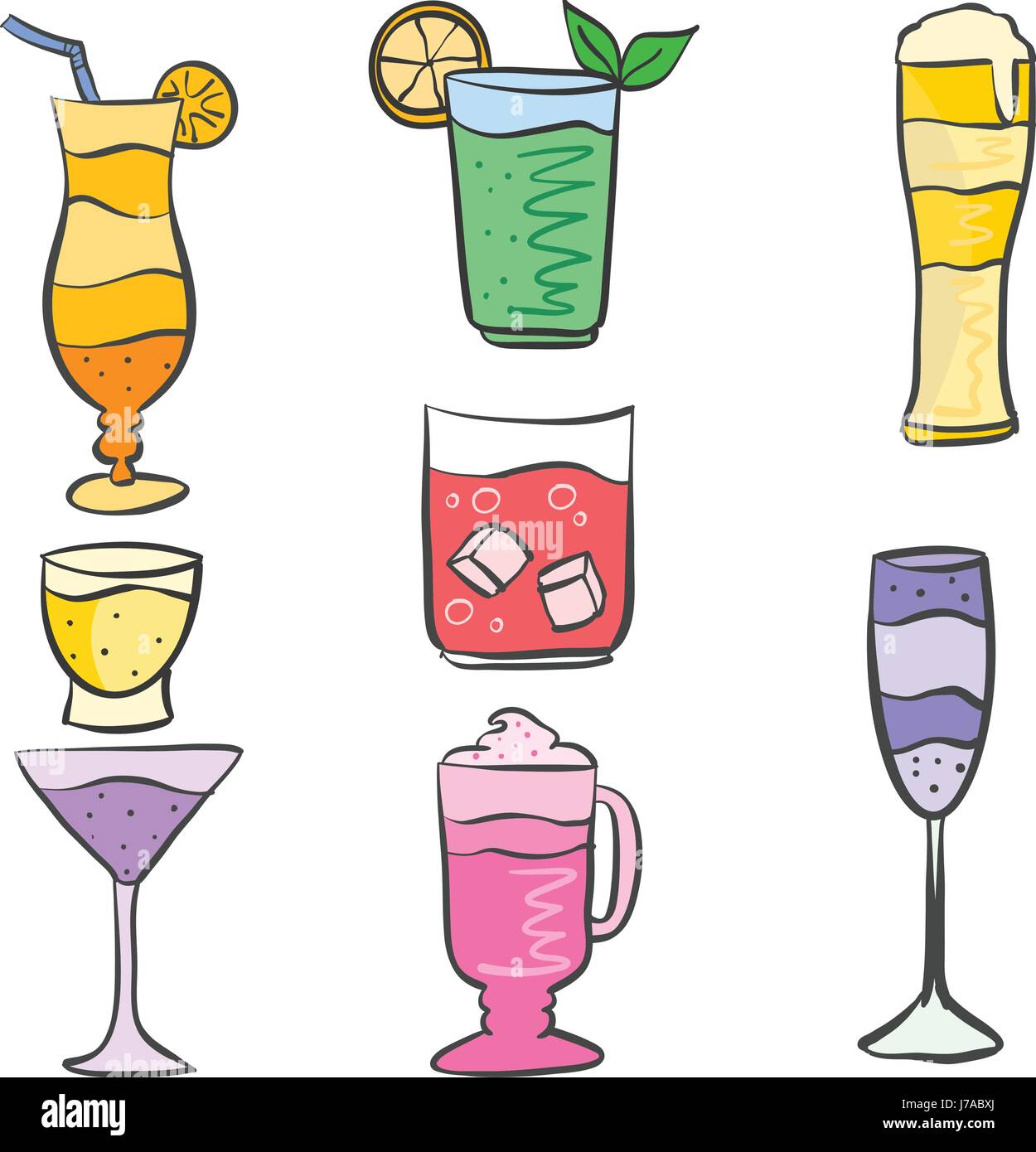 Set drink various doodles collection Stock Vector Image & Art - Alamy