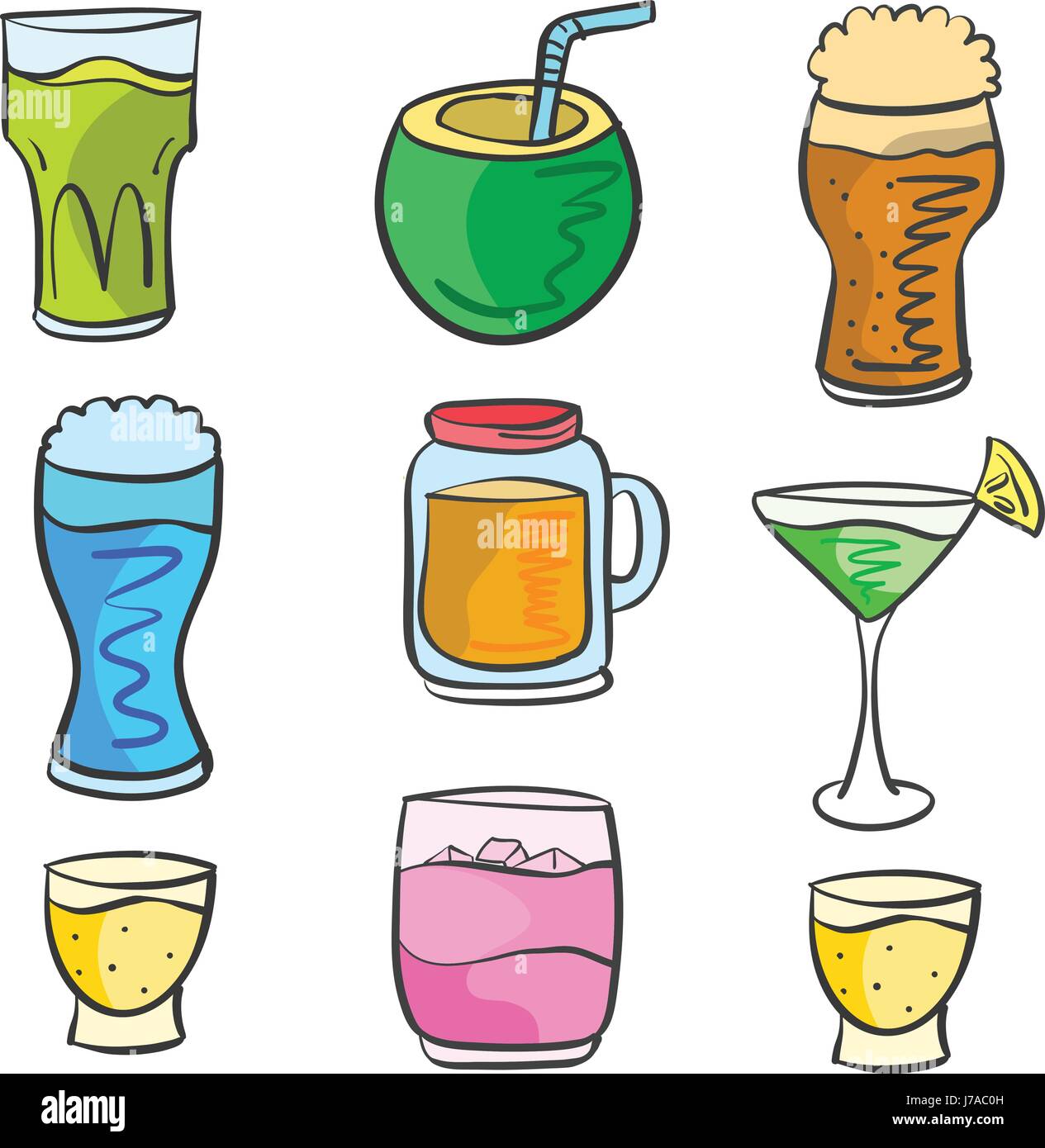 Vector art drink various doodles Stock Vector Image & Art - Alamy