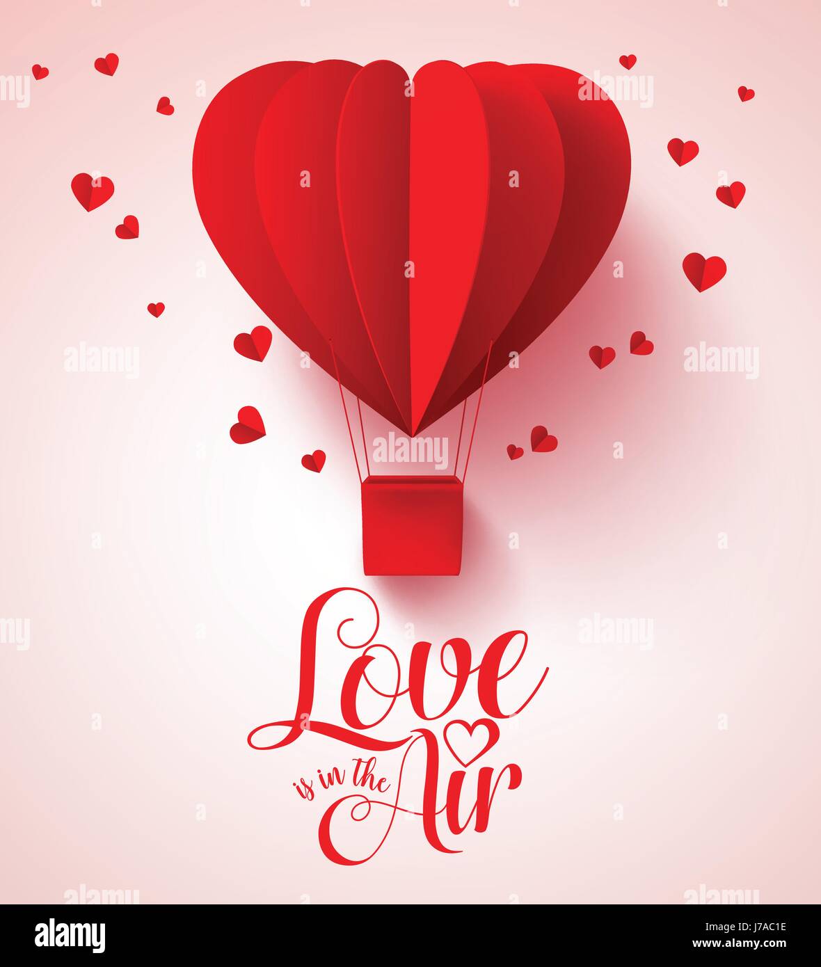 Love is in the air typography for valentines day with paper cut red ...