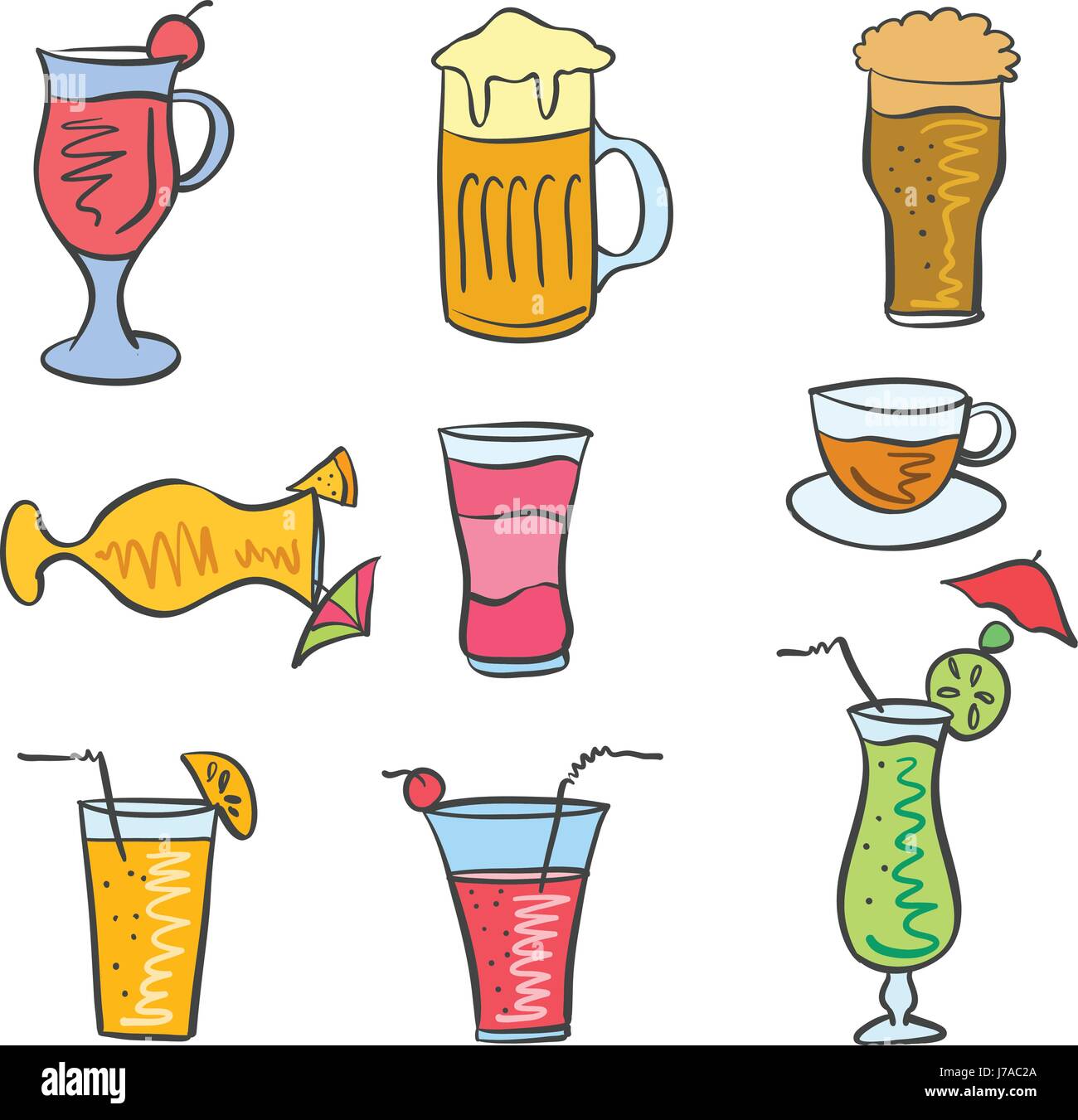 Vector art drink set doodles Stock Vector Image & Art - Alamy