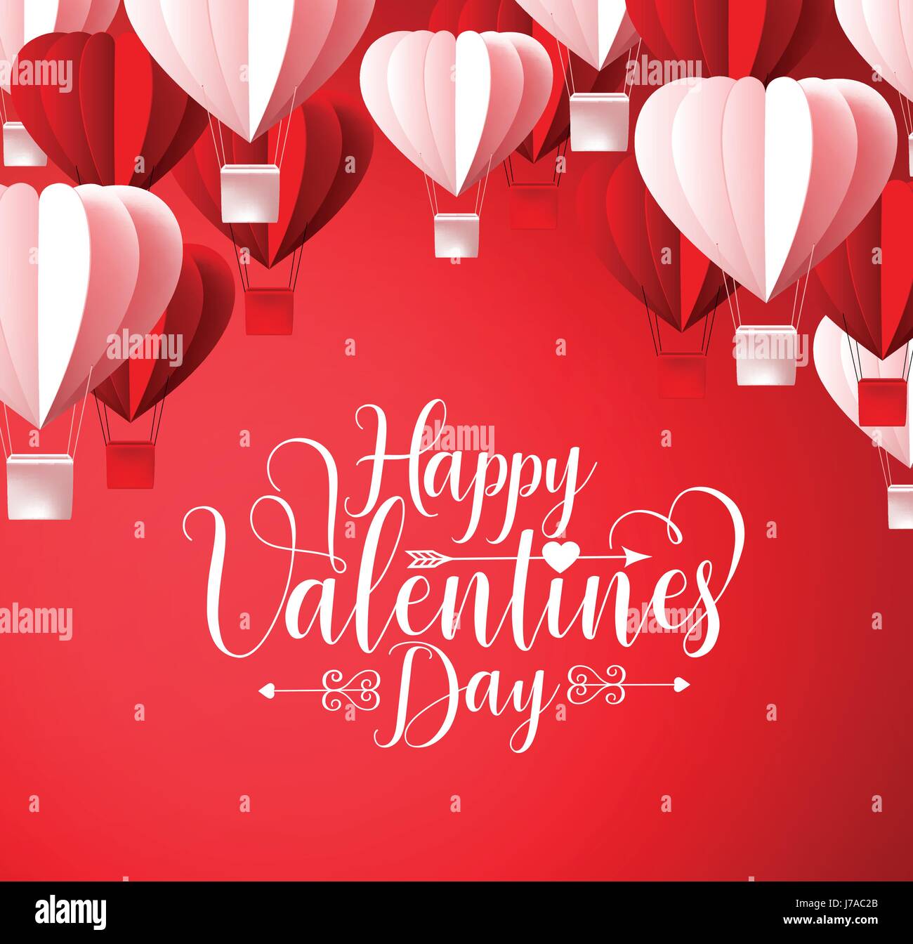 Happy valentines day greetings card vector design in red background ...