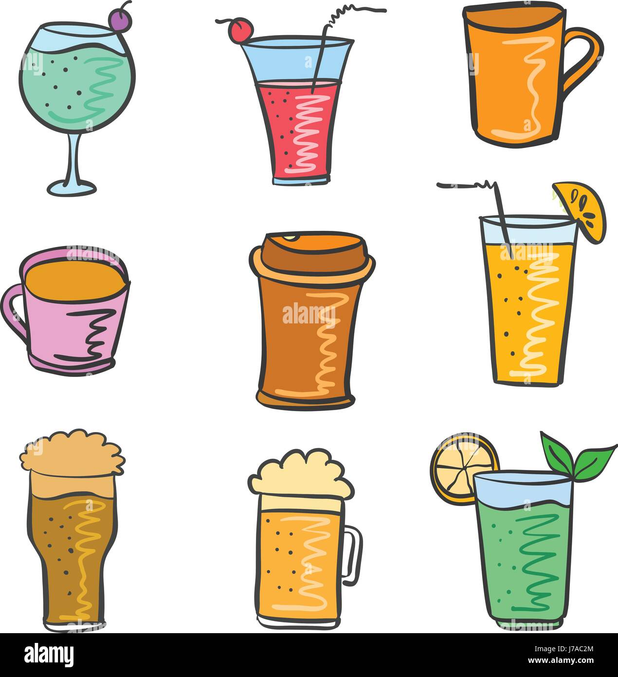 Illustration drink various doodle set Stock Vector Image & Art - Alamy