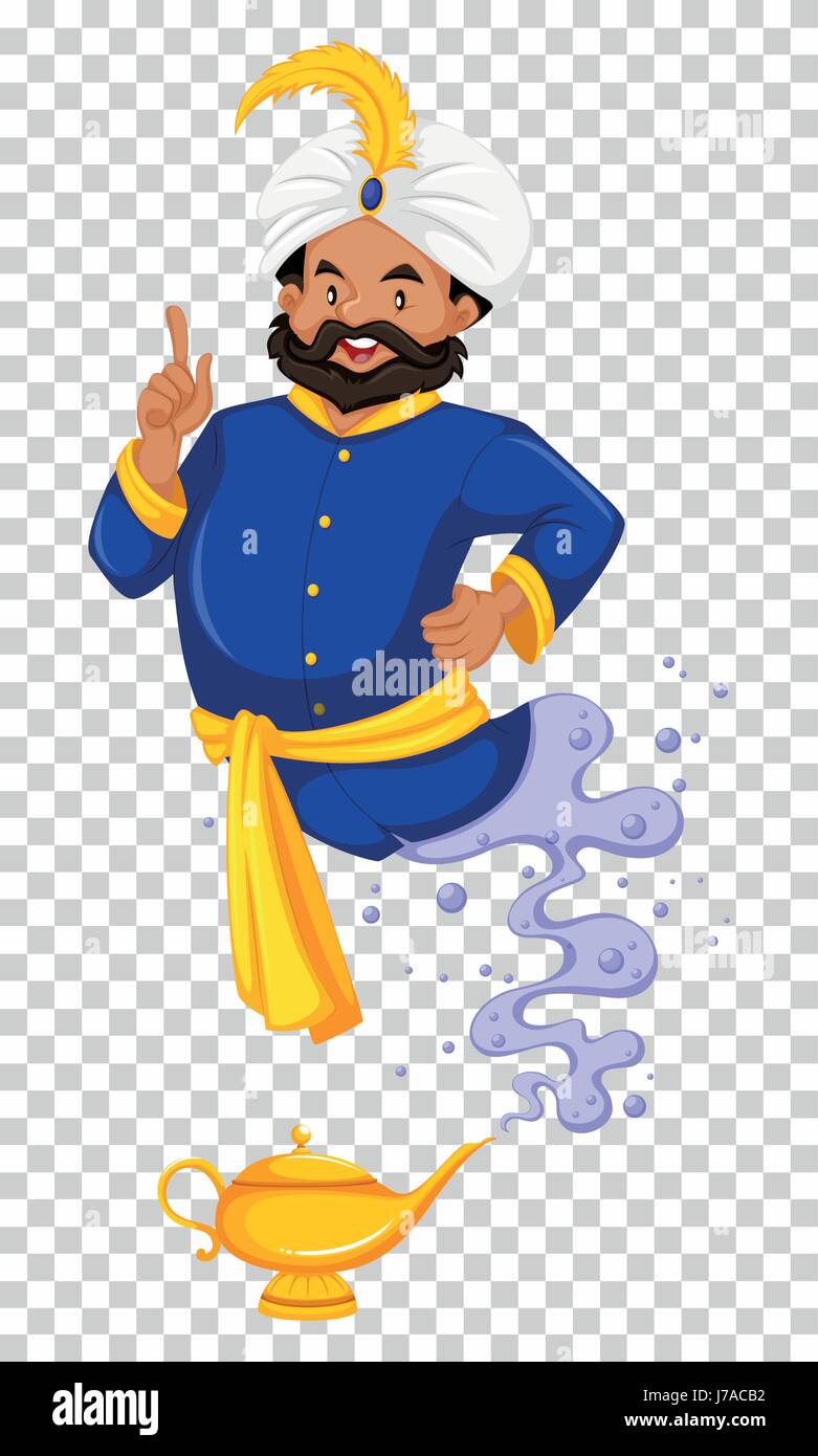 Genie flying out of golden lamp illustration Stock Vector Image & Art ...