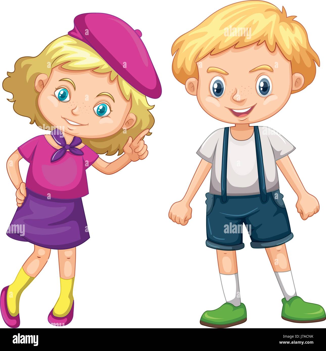 Boy and girl with blond hair illustration Stock Vector Image & Art - Alamy