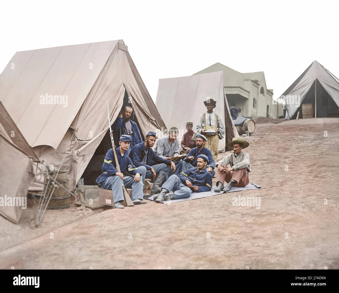 71st New York Infantry at Camp Douglas during the American Civil War. Stock Photo